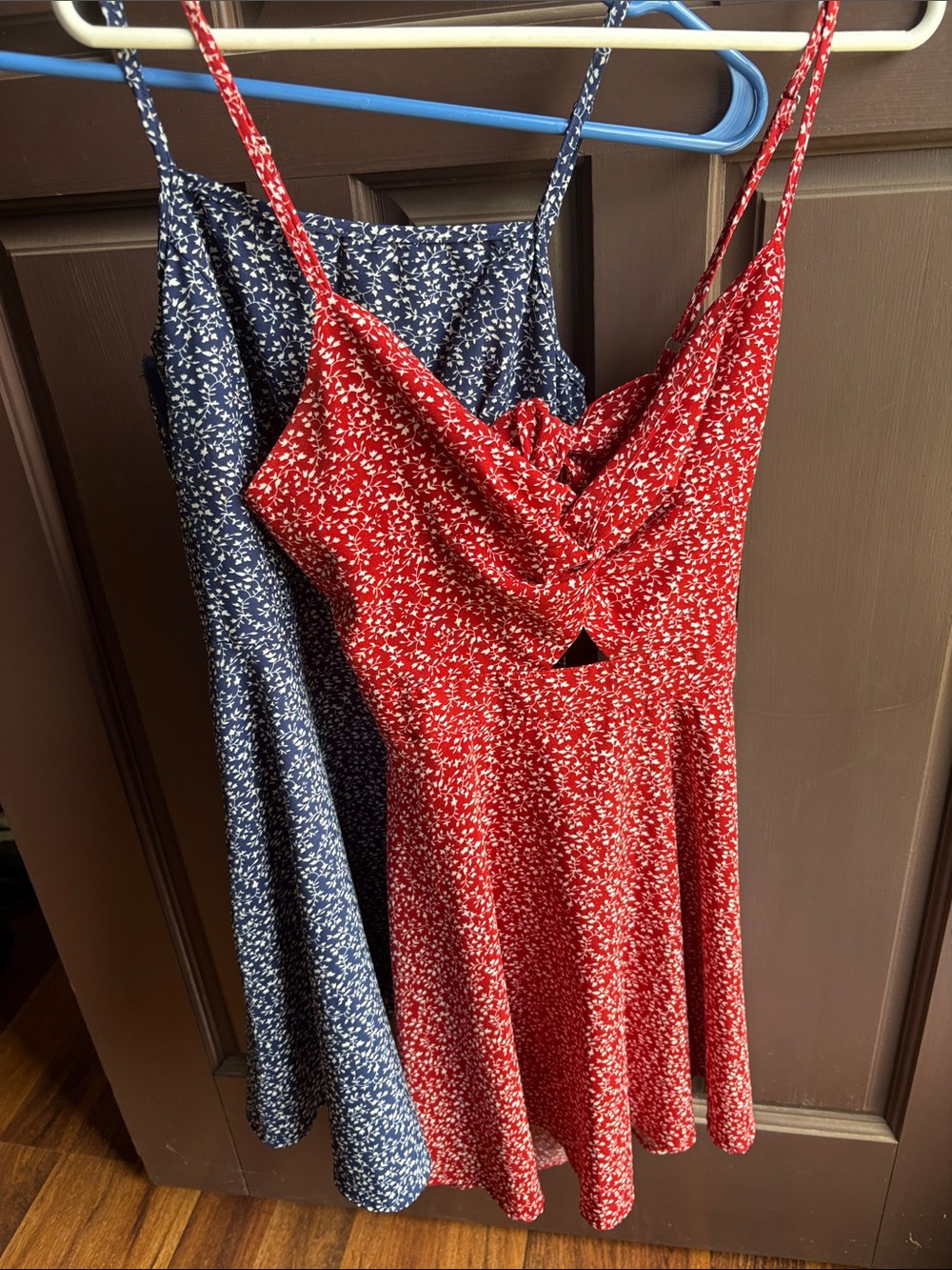 2 FOR 1- SHEIN Red Floral Cowl Neck Mini Dress/ Blue Floral mini dress.